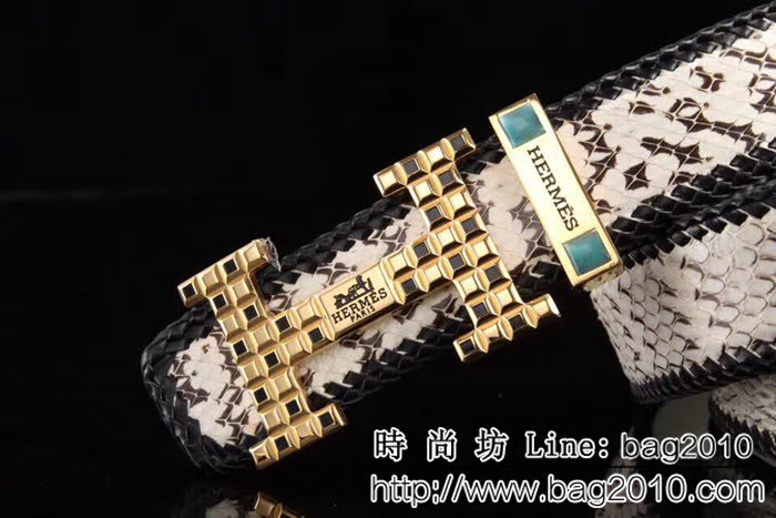 愛馬仕HERMES 手工編織蛇皮 2017秋冬新款 純手工高端男士皮帶 HHG1008